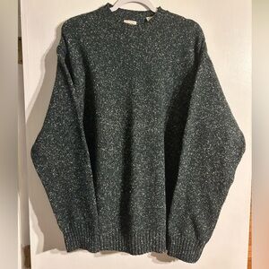 Wool cotton blend GAP Men's Speckled dark Green Crewneck knit Sweater